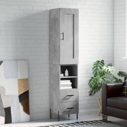Berkfield Home Highboard Concrete Grey 34.5x34x180 cm Engineered Wood - thumbnail 2