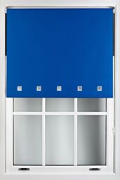 Furnished Blackout Fabric with Chrome Square Eyelets - Window Roller Blinds in Blue - Size: 60 cm width x 165 cm drop
