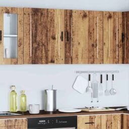 Berkfield Home Kitchen Wall Cabinets 2 pcs¬†Porto Old Wood Engineered Wood in Brown - thumbnail 4