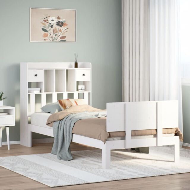 Berkfield Home Bookcase Bed without Mattress White 90x190cm Solid Wood Pine - Size: 90x190 cm - image 1