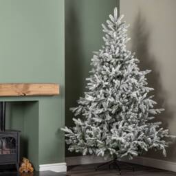 Samuel Alexander 7ft Snowy Grandis Fir Artificial Christmas Tree with Metal Stand in Green - thumbnail 3