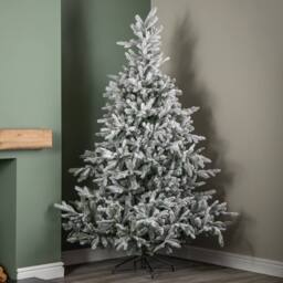 Samuel Alexander 7ft Snowy Grandis Fir Artificial Christmas Tree with Metal Stand in Green - thumbnail 2