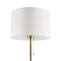 Happy Homewares Classic Antique Brass Floor Lamp with Pull Switch & Cotton Shade in Metallic Gold - thumbnail 6