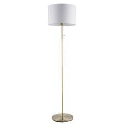 Happy Homewares Classic Antique Brass Floor Lamp with Pull Switch & Cotton Shade in Metallic Gold