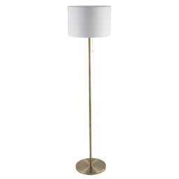 Happy Homewares Classic Antique Brass Floor Lamp with Pull Switch & Cotton Shade in Metallic Gold - thumbnail 3