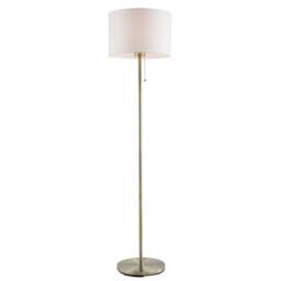 Happy Homewares Classic Antique Brass Floor Lamp with Pull Switch & Cotton Shade in Metallic Gold - thumbnail 2
