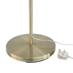 Happy Homewares Classic Antique Brass Floor Lamp with Pull Switch & Cotton Shade in Metallic Gold - thumbnail 4