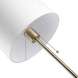 Happy Homewares Classic Antique Brass Floor Lamp with Pull Switch & Cotton Shade in Metallic Gold - thumbnail 5