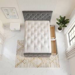 "Somnior Ziggy Velvet Divan Bed Mattress 2 Draw 54"" Headboard 22"" Footboard in Charcoal - Size: Single" - thumbnail 4