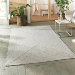 THE RUGS Indoor Outdoor Trenzado Rug Polypropylene Bordered Plain Design in White - Size: 80 cm x 150 cm - thumbnail 5