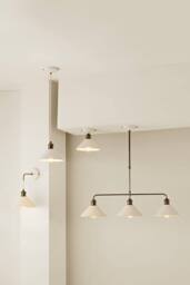 ValueLights Burford White Ceramic Ribbed 3 Drop Diner Bar Ceiling Light with Bulbs in Cream - thumbnail 7
