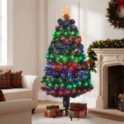 Shatchi 3Ft/90cm Multicolour 8 Modes Fibre Optic Christmas Tree LED Pre-Lit in Green - Size: 3ft - thumbnail 3
