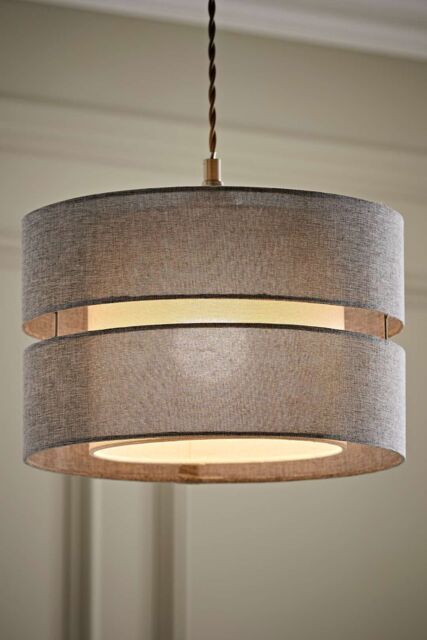ValueLights Sophia Linen Tier 30cm Drum Easy Fit Ceiling Pendant Light Lamp Shade in Grey - image 1