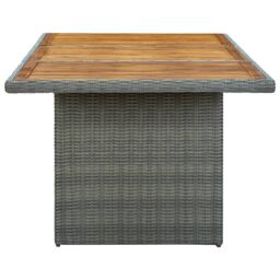 Berkfield Home Garden Table Light Grey Poly Rattan & Solid Acacia Wood - thumbnail 3