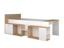 Vente-unique Combination Bed 90 X 200 Cm With Desk & Storage - White & Natural in Light Oak - Size: Single - thumbnail 6