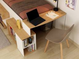 Vente-unique Combination Bed 90 X 200 Cm With Desk & Storage - White & Natural in Light Oak - Size: Single - thumbnail 8