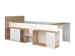 Vente-unique Combination Bed 90 X 200 Cm With Desk & Storage - White & Natural in Light Oak - Size: Single - thumbnail 5