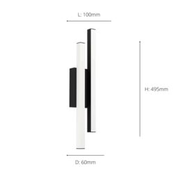 Eglo Serricella Metal Integrated LED IP55 Outdoor Wall Light in Black - thumbnail 3