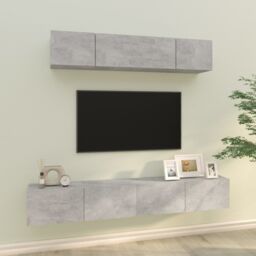 Berkfield Home 4 Piece TV Cabinet Set Concrete Grey Engineered Wood - thumbnail 1