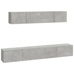 Berkfield Home 4 Piece TV Cabinet Set Concrete Grey Engineered Wood - thumbnail 2