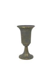 KDMD Antique Gold Creation Metal Urn Vase on Stem 25cm - thumbnail 1