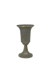 KDMD Antique Gold Creation Metal Urn Vase on Stem 25cm - thumbnail 2