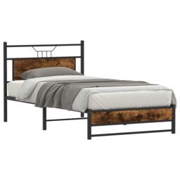 Berkfield Home Bed Frame without Mattress Smoked Oak 107x203 cm Engineered Wood in Brown - thumbnail 3