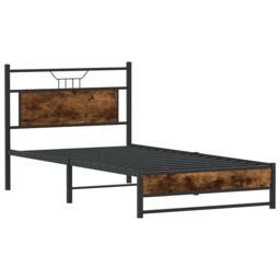 Berkfield Home Bed Frame without Mattress Smoked Oak 107x203 cm Engineered Wood in Brown - thumbnail 5