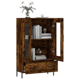 Berkfield Home Highboard Smoked Oak 69.5x31x115 cm Engineered Wood in Brown - thumbnail 4