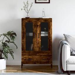 Berkfield Home Highboard Smoked Oak 69.5x31x115 cm Engineered Wood in Brown - thumbnail 2