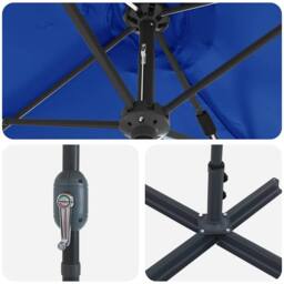 Berkfield Home Modern Garden Parasol Blue 380 x 196 x 235 cm Powder-coated steel - thumbnail 9