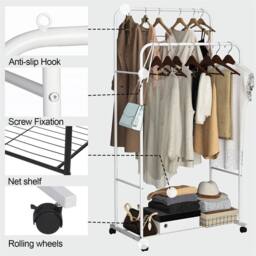 Kelvenix Heavy Duty Closet Metal Garment Rack in White - thumbnail 3