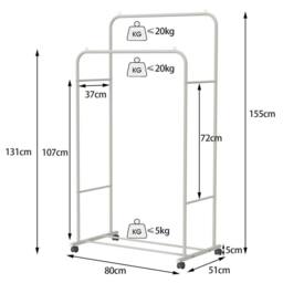 Kelvenix Heavy Duty Closet Metal Garment Rack in White - thumbnail 2