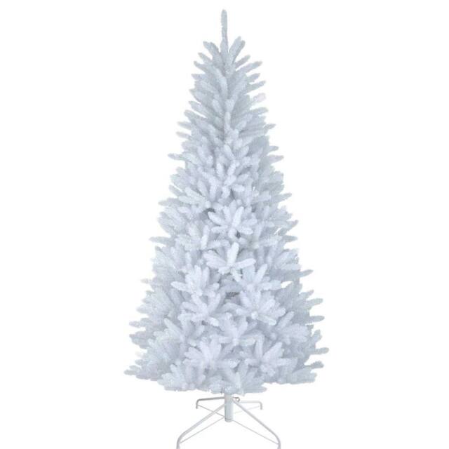 House of Home 6ft Artificial Christmas Tree with Sturdy Metal Stand - White - Size: 180 cm x 90 cm - image 1