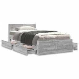Berkfield Home Bed Frame with Headboard Frame Concrete Grey 75x190 cm Small Single - thumbnail 4