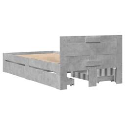 Berkfield Home Bed Frame with Headboard Frame Concrete Grey 75x190 cm Small Single - thumbnail 7