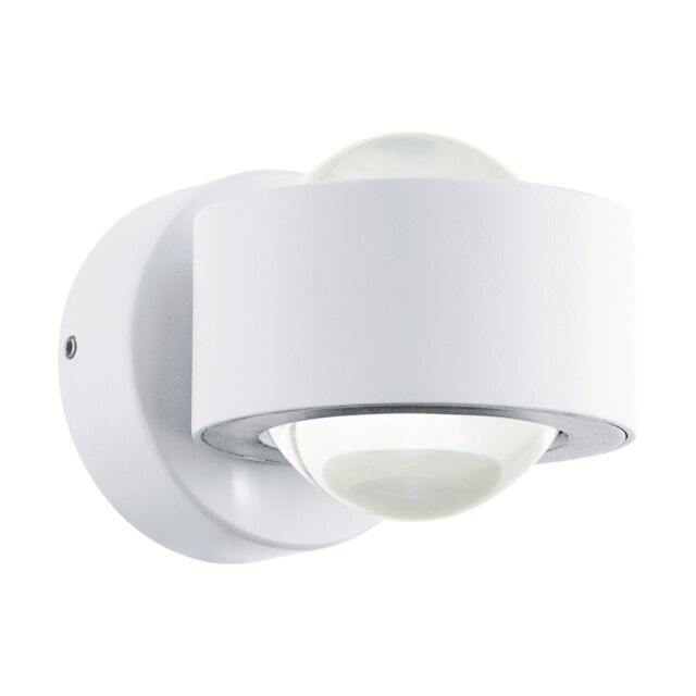 Loops Wall Light Colour White Aluminium Shade Clear Plastic Bulb LED 2x2.5W Included - image 1