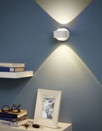 Loops Wall Light Colour White Aluminium Shade Clear Plastic Bulb LED 2x2.5W Included - thumbnail 3