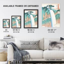 "Artery8 Mount Nikko Urami Waterfall Vintage Wall Art Print Hiroshige in Green - Size: W18"" x H24""" - thumbnail 3