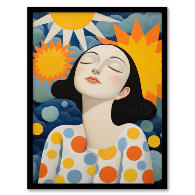 "Wee Blue Coo Wall Art Print Sunworshipper Bright Surreal Yellow Blue Living Room Framed - Size: W12"" x H16""" - image 1