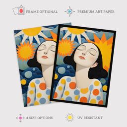 "Wee Blue Coo Wall Art Print Sunworshipper Bright Surreal Yellow Blue Living Room Framed - Size: W12"" x H16""" - thumbnail 2