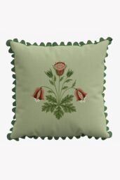 Morris & Co 'Rose' Cotton Cushion in Green - Size: 45 cm x 45 cm - thumbnail 1