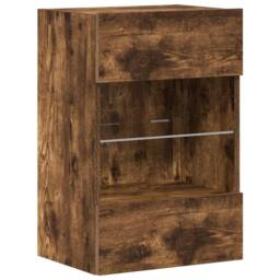 Berkfield Home TV Wall Cabinets with LED Lights 2 pcs Smoked Oak 40x30x60.5 cm in Brown - thumbnail 6