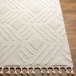 Livabliss Nora-Geometric Grey Ivory High Pile Fringe Living Dining Bedroom Rug - Size: 140 cm x 200 cm - thumbnail 5