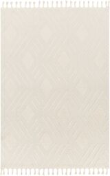 Livabliss Nora-Geometric Grey Ivory High Pile Fringe Living Dining Bedroom Rug - Size: 140 cm x 200 cm - thumbnail 2