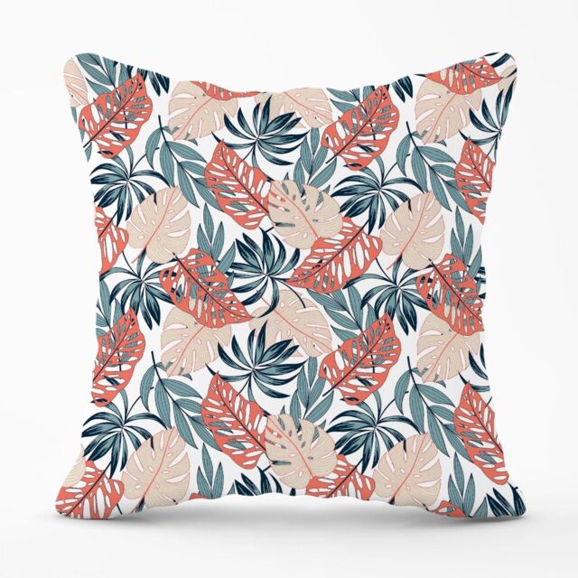 Warren Reed - Designer Tropical Leaf Pattern Outdoor Cushion in Green - Size: 60 cm x 60 cm - image 1