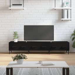 Berkfield Home TV Cabinet Black 150x36x30 cm Engineered Wood - Size: 150 x 36 x 30 cm