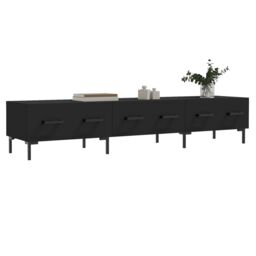 Berkfield Home TV Cabinet Black 150x36x30 cm Engineered Wood - Size: 150 x 36 x 30 cm - thumbnail 3