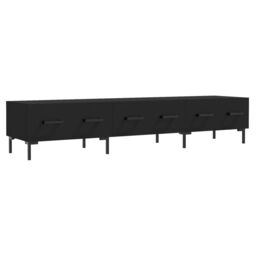 Berkfield Home TV Cabinet Black 150x36x30 cm Engineered Wood - Size: 150 x 36 x 30 cm - thumbnail 2