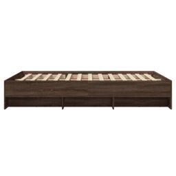 Berkfield Home Bed Frame without Mattress Brown Oak 140x200 cm Engineered Wood - thumbnail 6